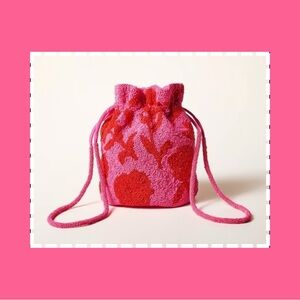 Kate Spade Limited Edition Pink and Red Floral Beaded Drawstring Bag
